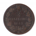 1862 - 2 Centesimi Zecca Napoli Vittorio Emanuele II MB